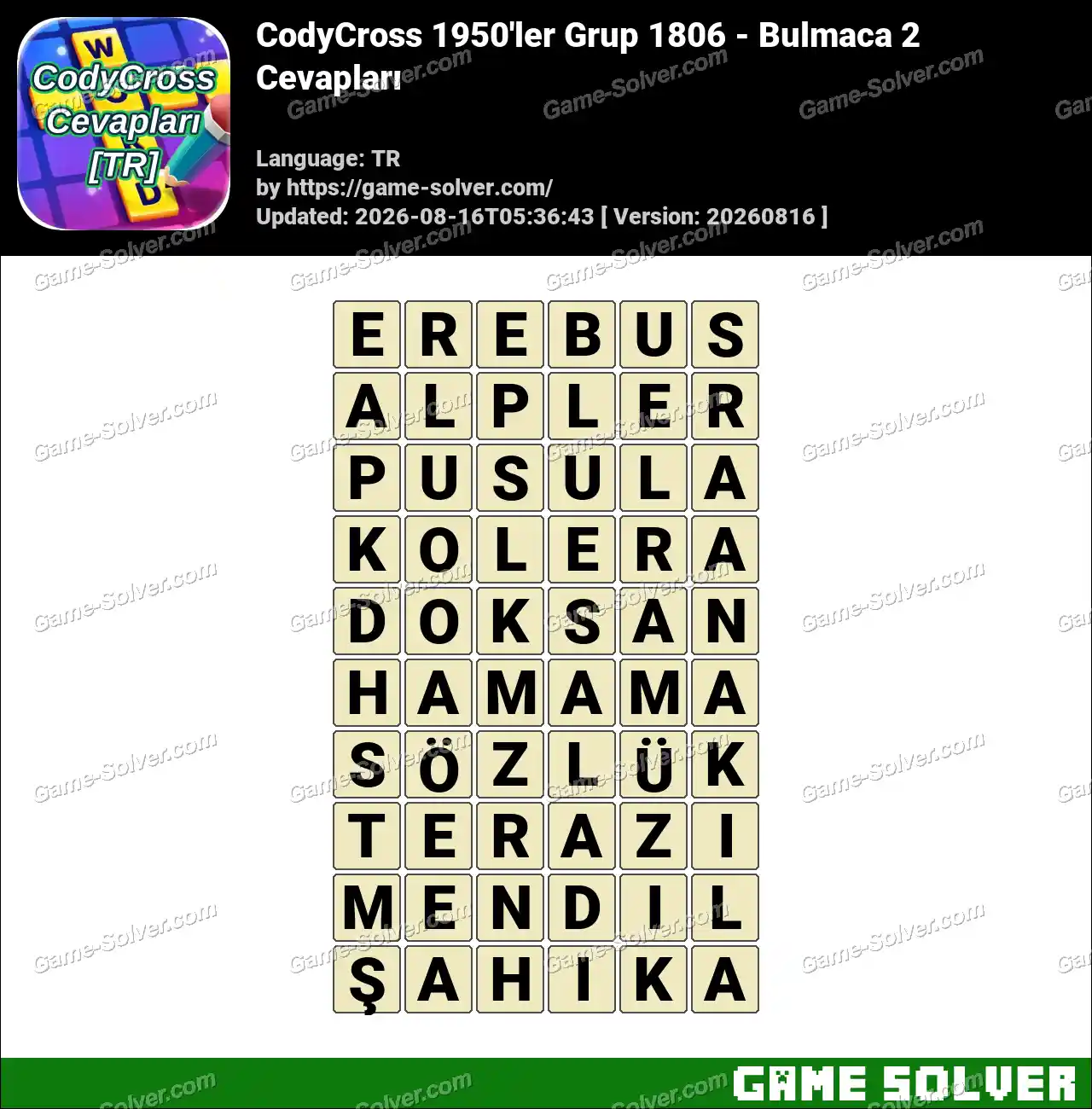 CodyCross 1950’ler Grup 1806 – Bulmaca 2 Cevapları